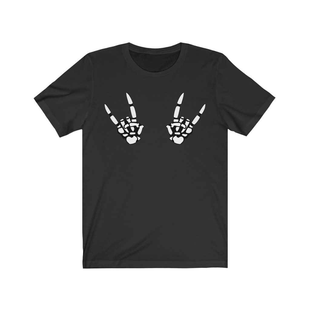 Skeleton Hands Metal Horns Unisex T-Shirt : Strange & Unusual T-Shirts