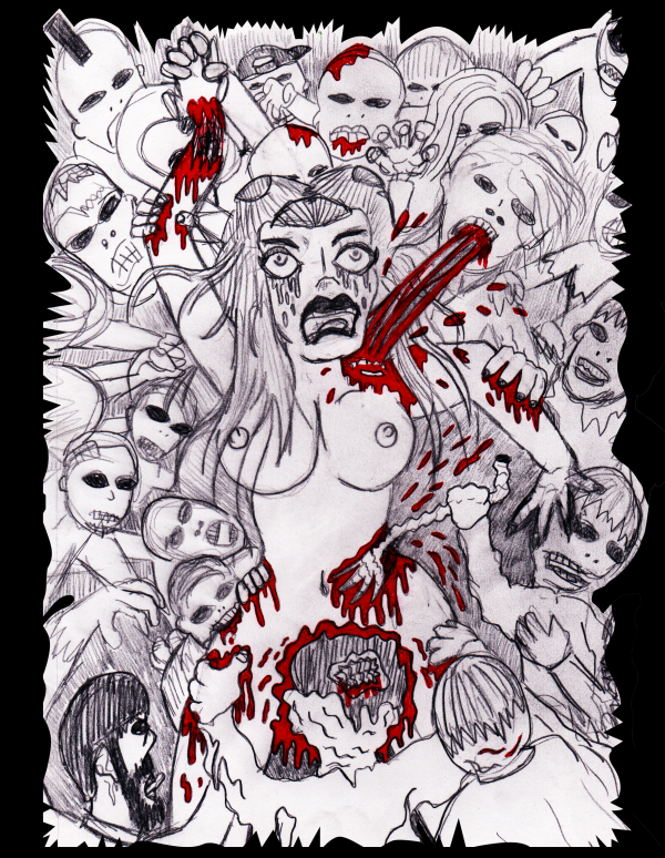Eaten Alive...Naked! Zombie Horror T-Shirt - Image 2