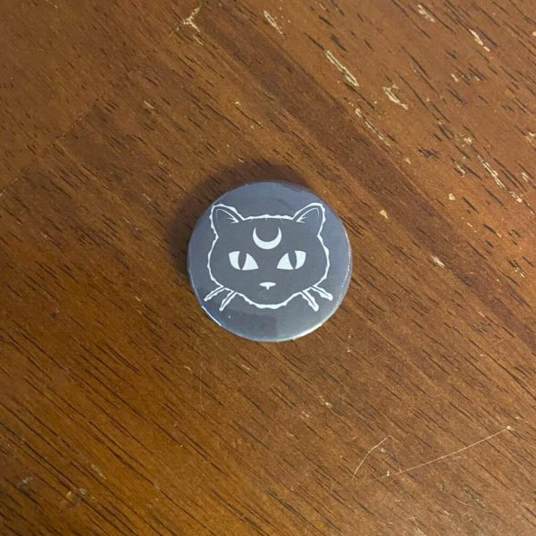 Black Magic Moon Cat Hand Made 1.25" Button