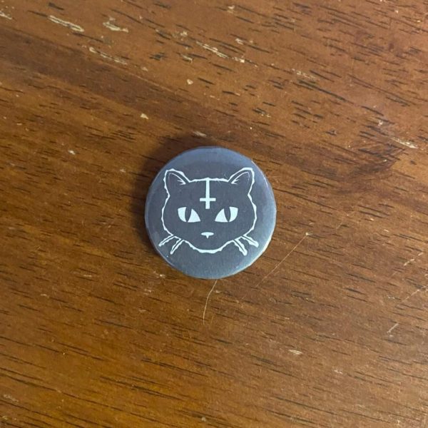 Black Magic Inverted Cross Cat Hand Made 1.25" Button