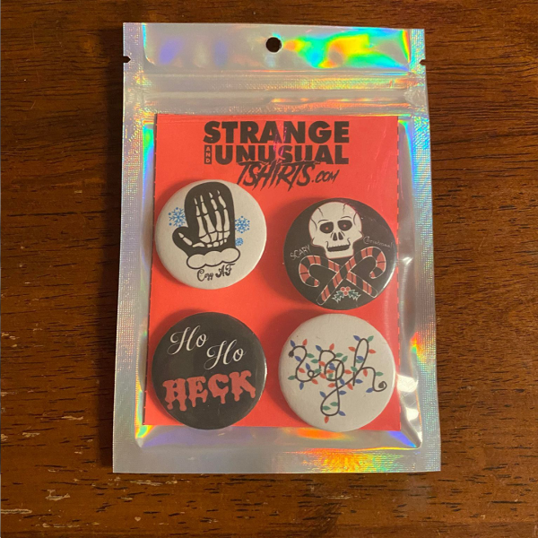 Scary Christmas Holiday 4 Pack of 1.25" Buttons